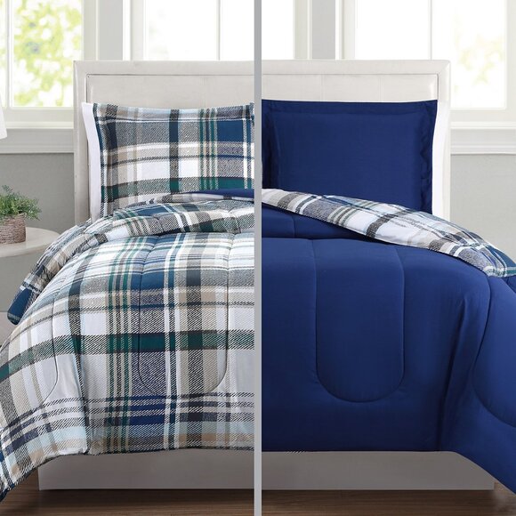Sunham 3-Piece Reversible Comforter and Shams Bedding Set Beaufort